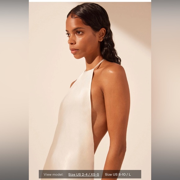 NWT Shona Joy La Lune Low Back Halter Neck Dress Cream, size 0 - Picture 4 of 11